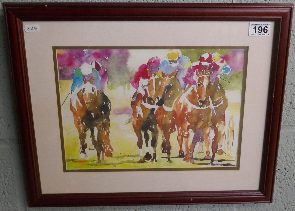 Horse racing watercolour