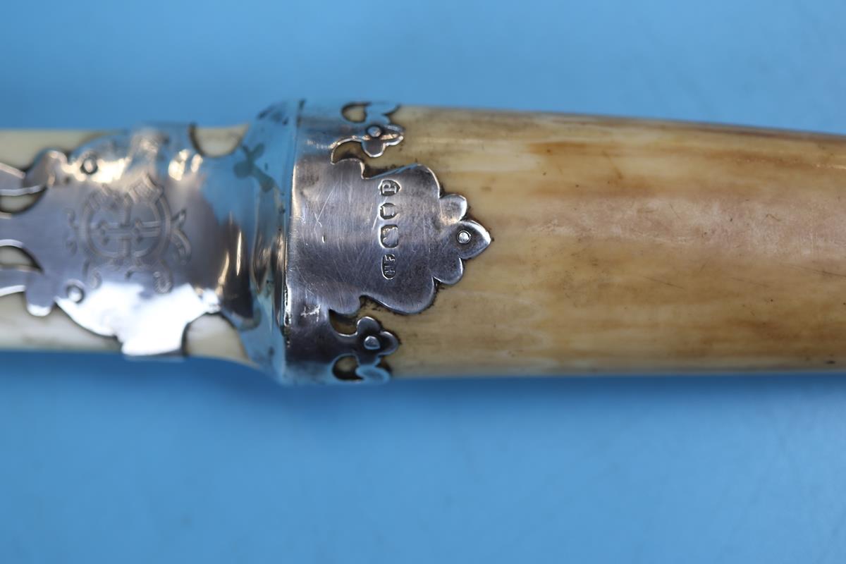 Victorian ivory & horn page turner mounted with hallmarked silver decoration - Circa 1890 - Image 3 of 3