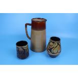 2 West German vases & large stoneware jug