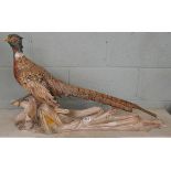 Large antique ceramic pheasant A/F - Approx L: 88cm