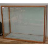 Large iroko framed display cabinet - W: 96cm D: 36cm H:76cm