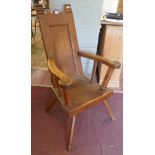 Unusual & heavy oak armchair