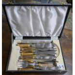 Collection of fish knives & fish serving set in case