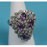 18ct white gold amethyst & diamond cocktail ring