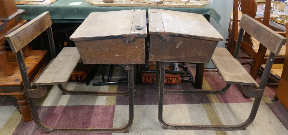 Pair of vintage school desks