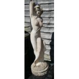 Stone statue of girl - Approx H: 85cm