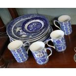 Collection of blue and white china