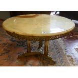 Heavy brass & onyx coffee table - Approx D: 75cm H: 45cm