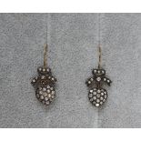 Pair of diamond & pearl heart shaped earrings