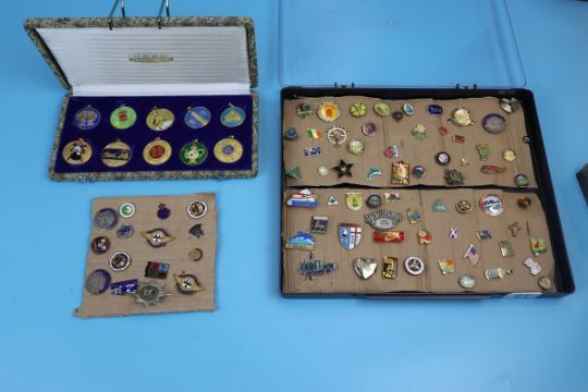 Large quantity of pin badges & Peking Jewellery medallions