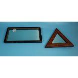 2 mirrors to include interesting triangle oak frame