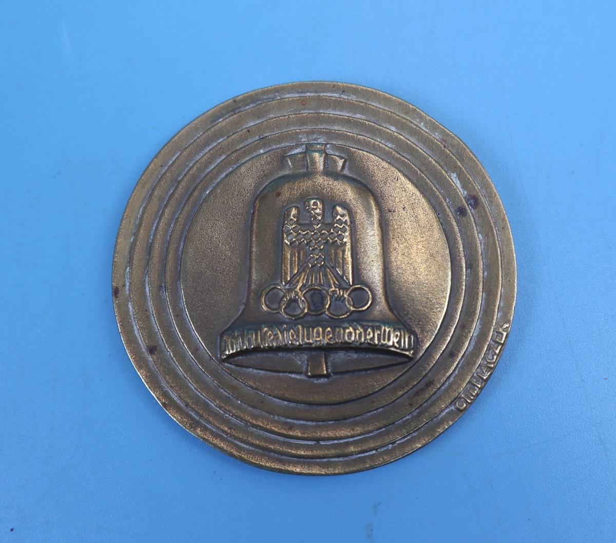 1936 Olympic bronze participants medal - Image 2 of 2