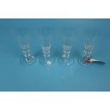 Set of 4 early Victorian slice cut wine glasses