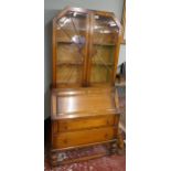 Art Deco oak bureau bookcase