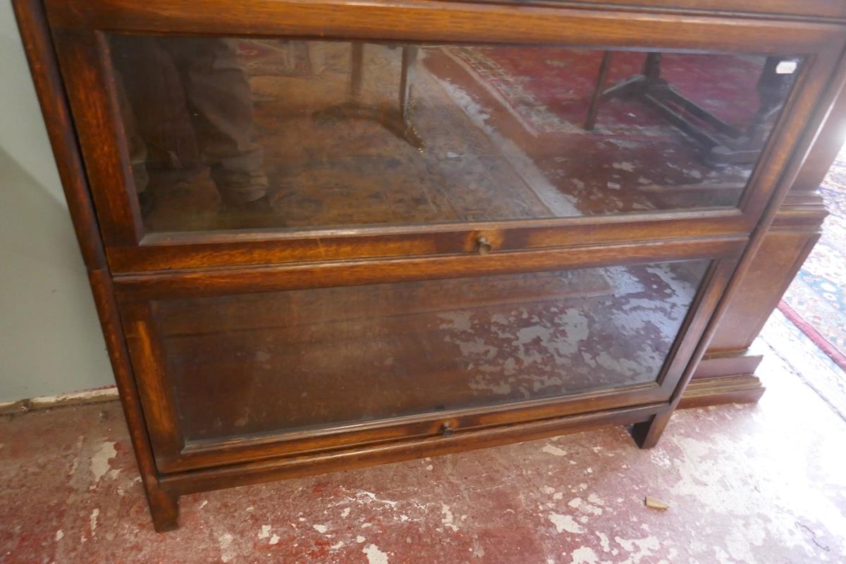 Oak 3 tier globe Wernicke style bookcase - Image 4 of 5