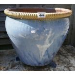 Large blue glazed planter - Approx H: 42cm