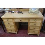 Antique pine pedestal desk