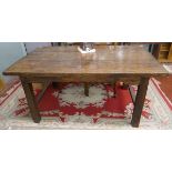 Heavy rustic oak dining table - L: 170cm W: 101cm H:77cm