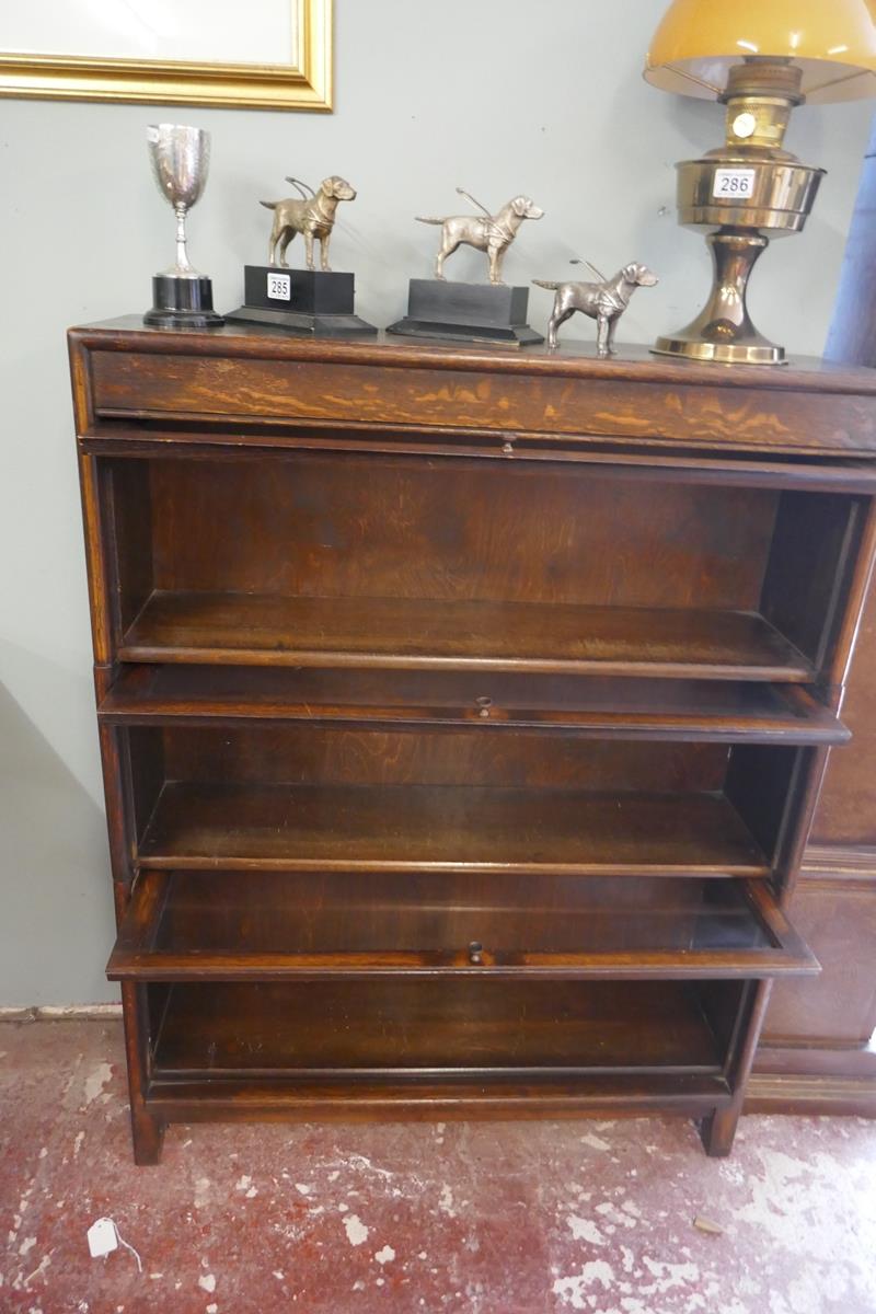 Oak 3 tier globe Wernicke style bookcase - Image 5 of 5