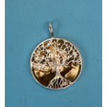 Silver & amber tree of life pendant