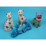 Collection of ceramic cat figures