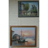 2 oil paintings - 1 signed Burnett & another signed Max Savy