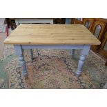 Grey painted scrubtop pine table - L: 122cm W: 75cm H:76cm