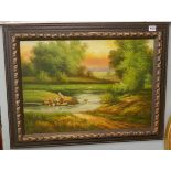 Oil on canvas - River scene