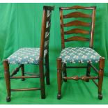 Set of 4 elm ladder back dining chairs