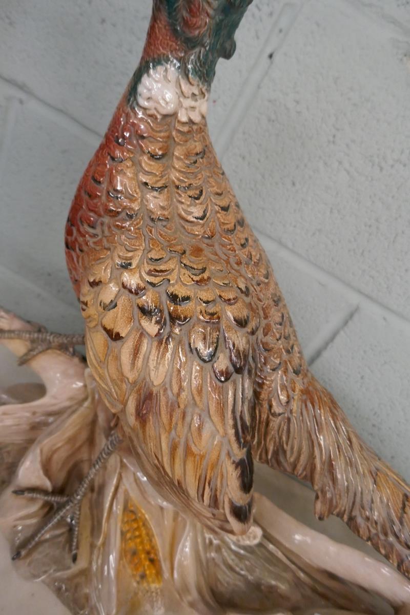 Large antique ceramic pheasant A/F - Approx L: 88cm - Image 3 of 8