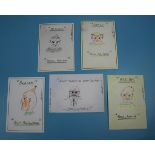 Collection of 5 signed original Jail Art greetings cards - Charles Bronson