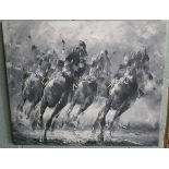 Contemporary horse racing oil on canvas