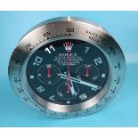 Good quality reproduction Rolex advertising clock with sweeping second hand - Red & Black Daytona