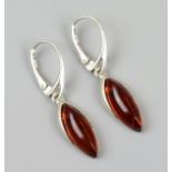 Pair of amber & silver earrings