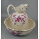 Victorian Staffordshire jug and bowl
