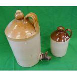 Antique 'Price' Bristol stoneware flagon with tap together with a Doulton flagon