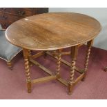 Oak barley twist gateleg table