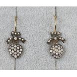 Diamond & pearl heart drop earrings