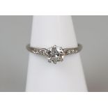 Platinum & diamond solitaire ring - Approx stone weight .75ct