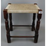 Rope seated oak stool