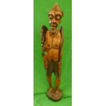 Large wooden tribal figure - Approx height: 81cm