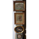 Collection of 4 pictures/collages in gilt frames - Various media