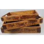 Set of 3 graduated wooden trays - Approx largest: W: 56cm D: 38cm H: 9.5cm