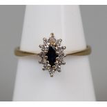 Gold sapphire & diamond set ring