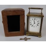 Cased bevelled glass carriage clock