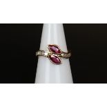 18ct gold ruby & baguette diamond ring