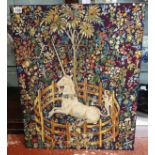 Vintage embroidered needlepoint tapestry - Unicorn - 79cm x 63cm