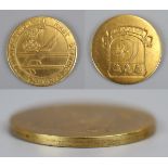 Rare yellow metal Olympic medal / coin 1972 Munich games - 1st Badminton (see Spurlock museum)