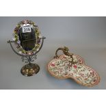 Wong Lee bon bon dish with small pretty vanity mirror