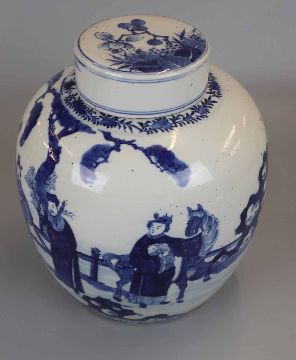 Late 18th / early 19thC blue & white ginger jar - Approx H: 28cm